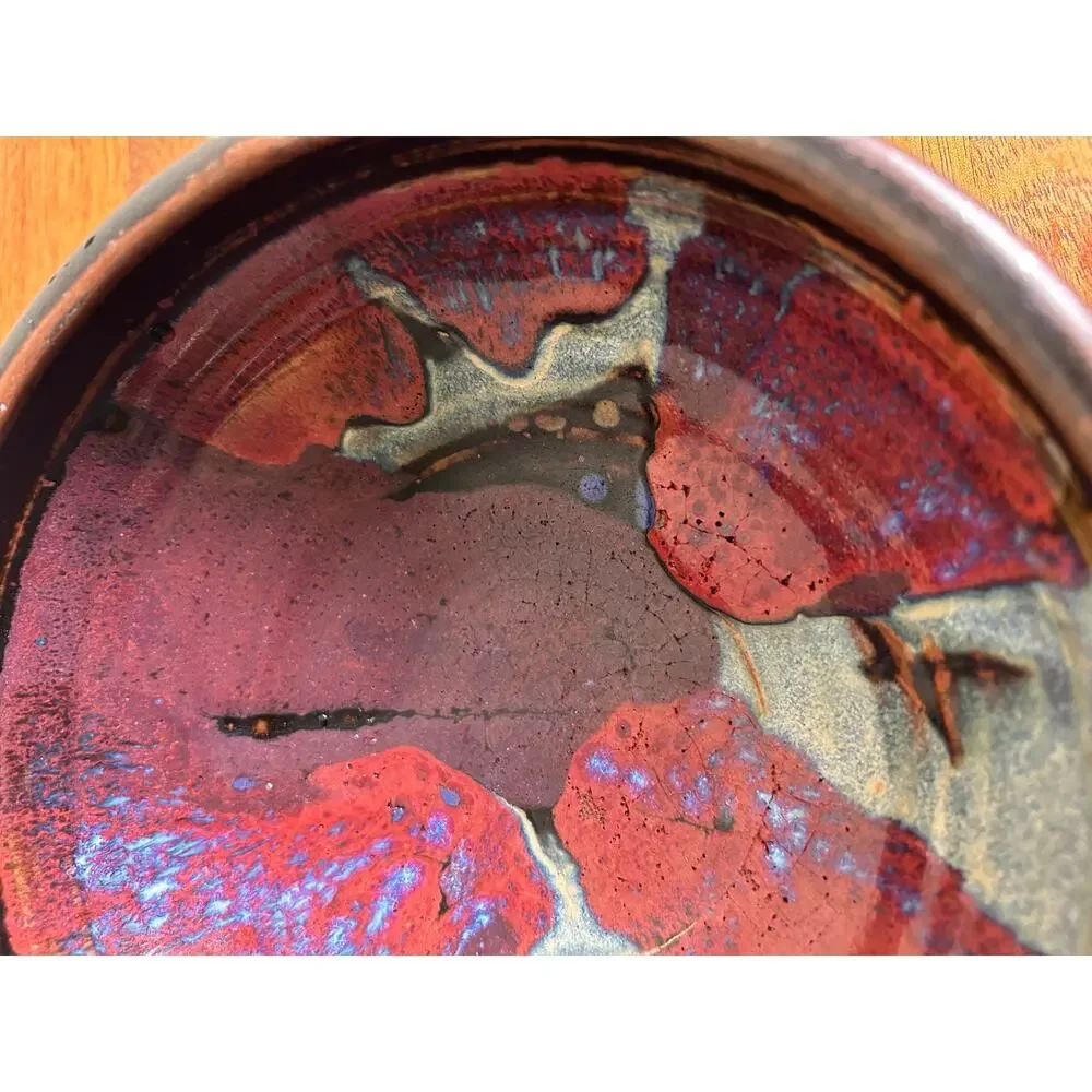Japanese Signed Studio Pottery Bowl, Handcrafted Clay Bowl,Red &  Brown Glaze